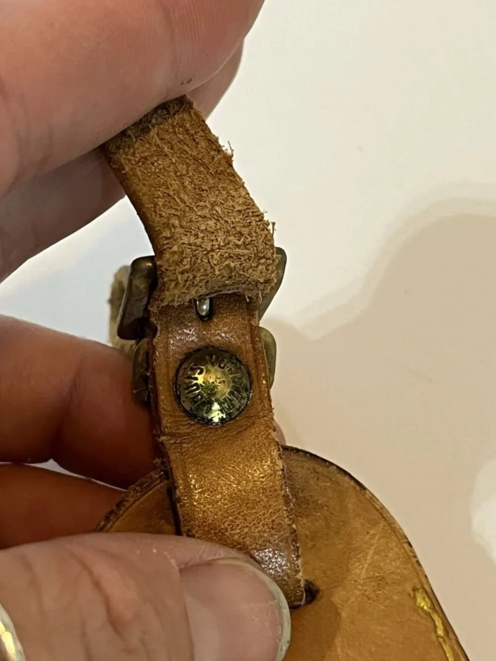 AS-IS Authentic Louis Vuitton Vachetta Leather Luggage Tag Brass Buckle France